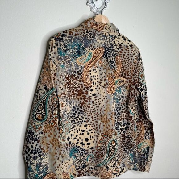 Vintage Life Style Paisley Animal Print Beaded Women's Jacket Large L - Picture 7 of 8